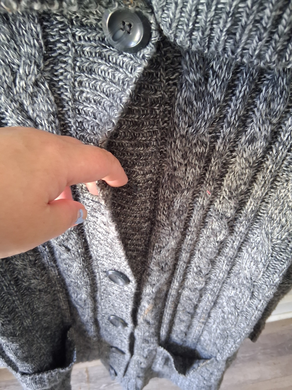 SHEIN Gray Cable-Knit Button Cardigan Sweater - Picture 2 of 4